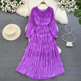 Abito estivo a sbuffo per donna Manica lunga pieghe pieghe Boemia Abiti lunghi Abiti eleganti da vacanza Vintage 2023 N