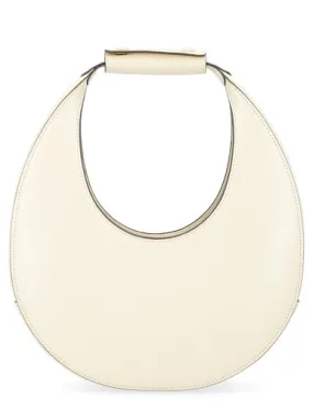 Borsa a spalla Staud Moon in pelle color crema