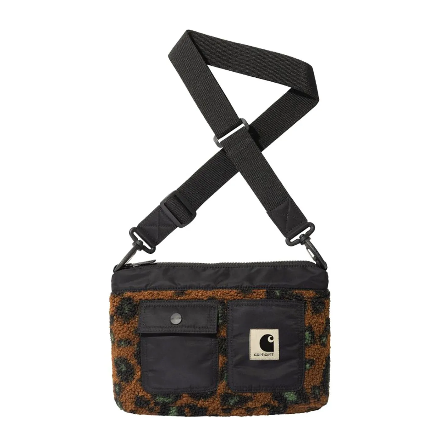 CARHARTT WIP Orla Strap Bag Camo Leo Jacquard, Tamarind / Black - Borsa a Tracolla Multicolore    