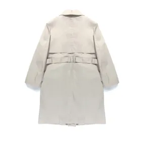 Trench Coat Beige Con Bottoni Argento