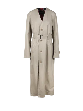 WOMAN BALENCIAGA LIGHT MILITARY GREEN COTTON TRENCH LINING COAT